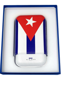 Elie Bleu Cuban Flag 3 Cigar Leather Case
