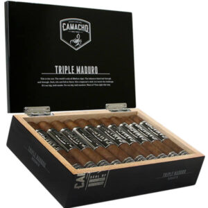 Open box of Camacho Triple Maduro Robusto
