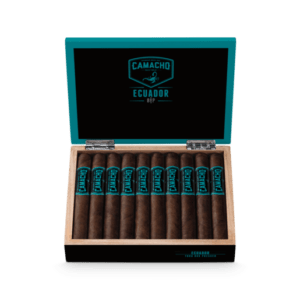This photo shows an open box of Camacho Ecuador Box Press Toro's