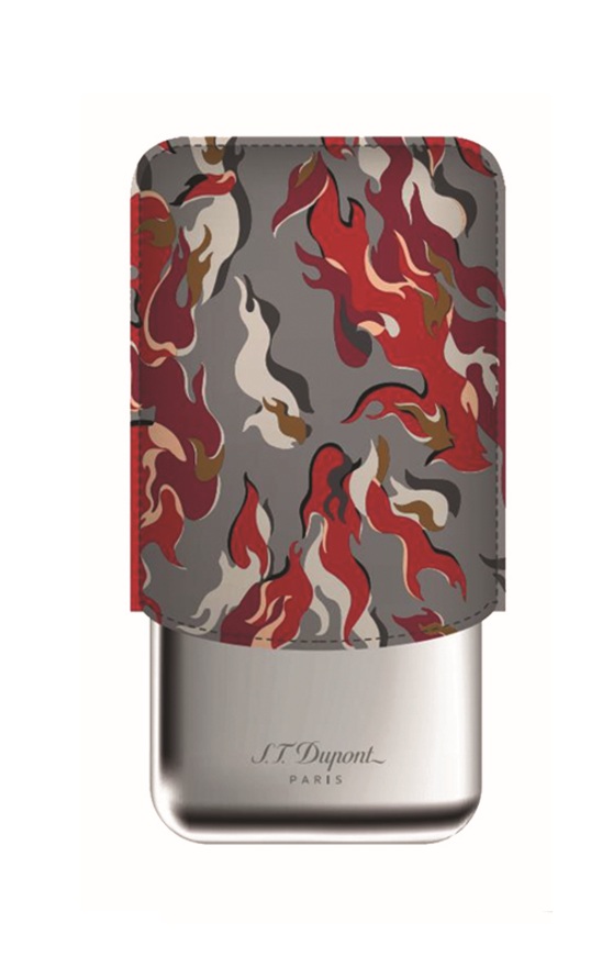 Dupont red camo Leather Case S.T. Dupont Red camo cigar case