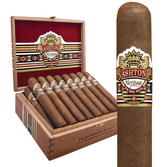 ashton-heritage-robusto_1-1.jpg Ashton Heritage Puro Sol Robusto Box and Cigar