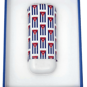 Elie Bleu Small Cuban Flag 2 Cigar Leather Case