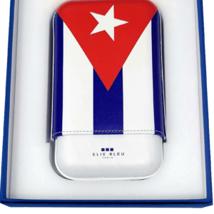 Elie Bleu Cuban Flag 3 Cigar Leather Case