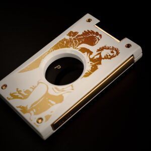 Prometheus God of Fire “Never Back Down” Cutter H - Gold on White Lacquer