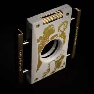 Prometheus God of Fire “Never Back Down” Cutter H - Gold on White Lacquer