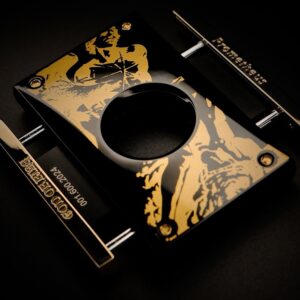 Prometheus God of Fire “Never Back Down” Cutter H - Gold on Black Lacquer
