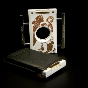 Prometheus God of Fire “Never Back Down” Cutter H - Gold on White Lacquer